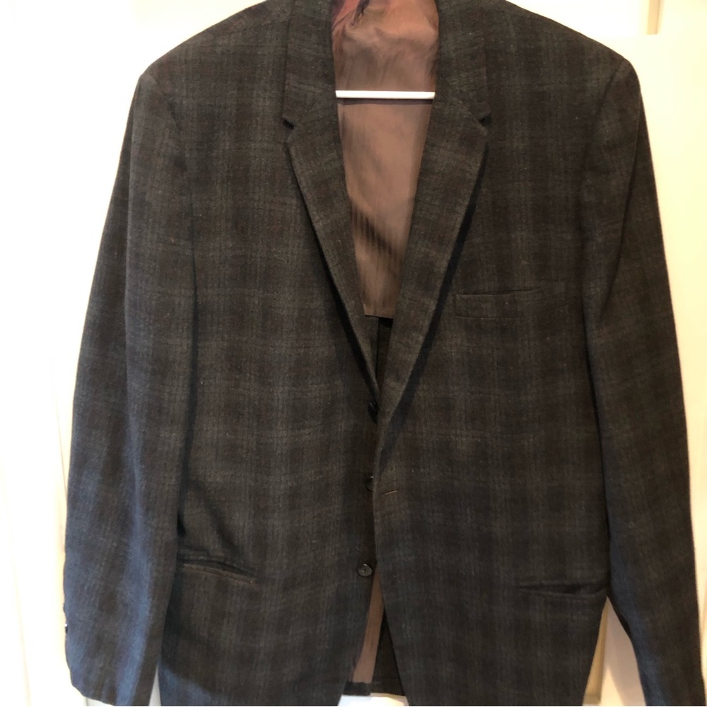 Very Vintage Sears Sportswear Plaid Gray Burgundy Wool Plaid Sports Jacket EUC